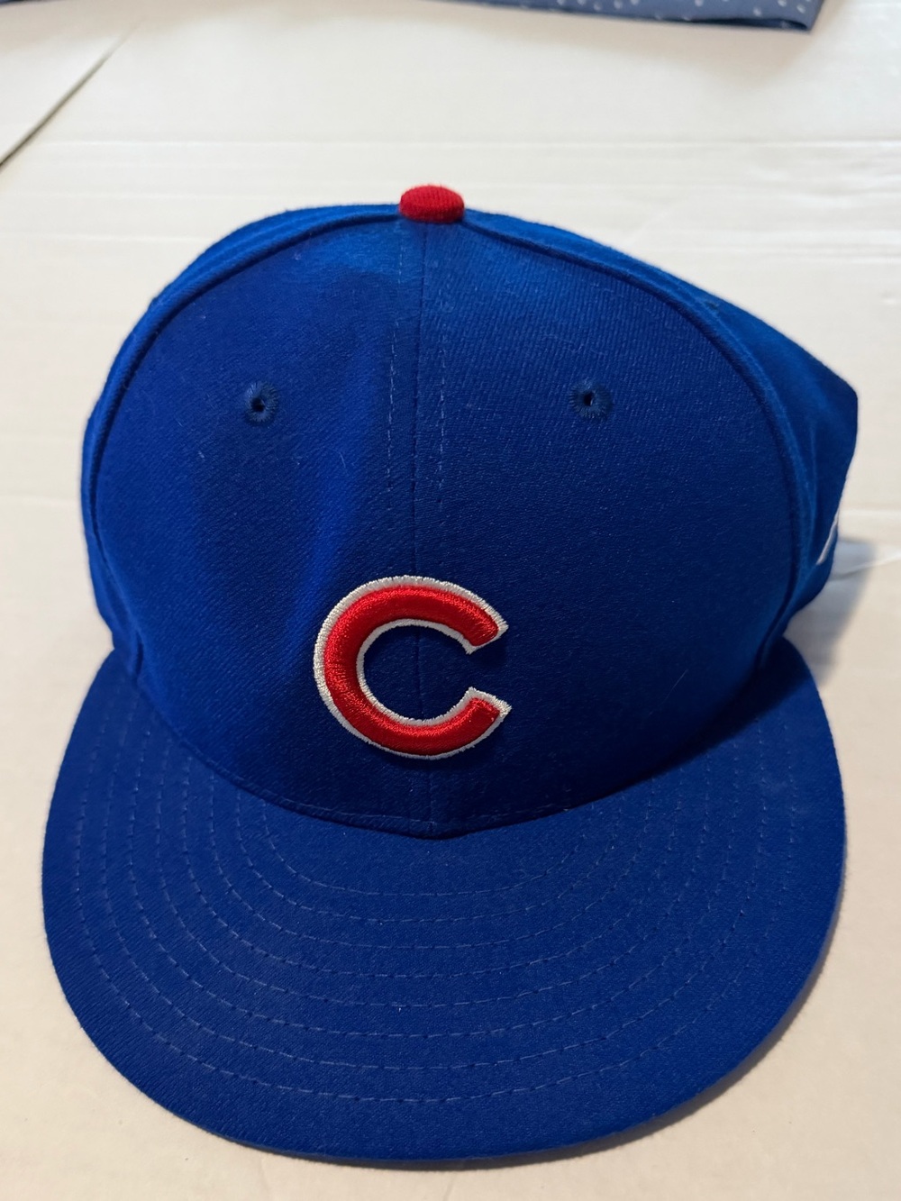Chicago Cubs New Era Blue Fitted Hat Red C Logo Baseball Cap